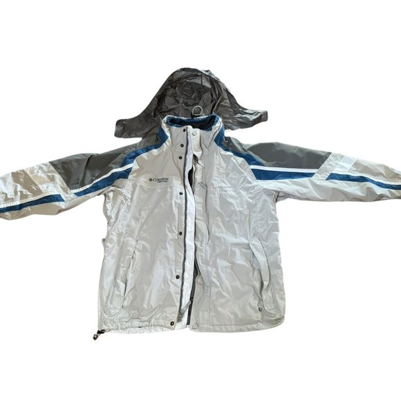 Columbia Silver/Blue/Grey Omnishield Vertex Jacket with Optional Hood - Mens L - Picture 4 of 16